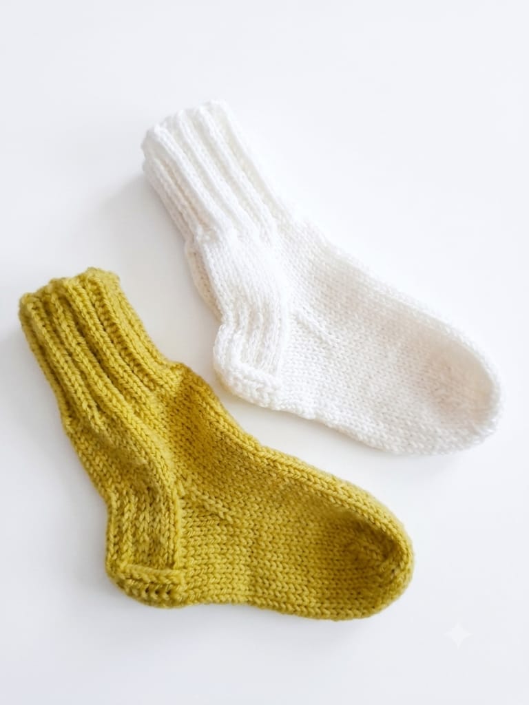 Ar rokām adītas zeķes mazuļiem no Majo "Fine Merino"